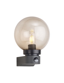 D0878  Milo Globe Wall Lamp PIR IP54 Dark Grey